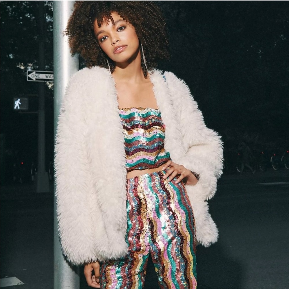 Free People Lena Teddy Jacket, Snow - NWT